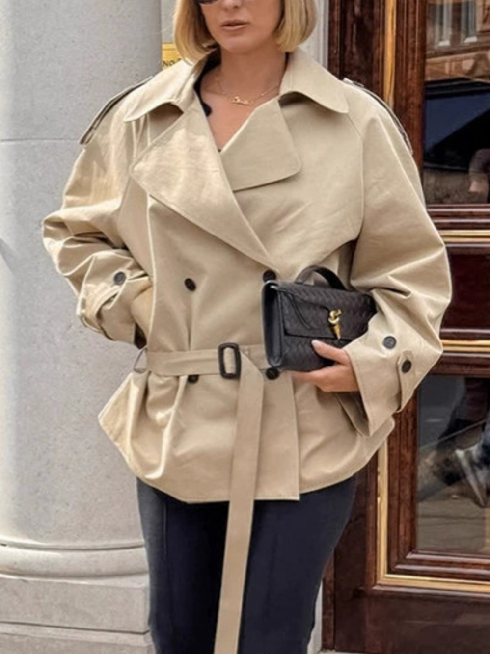 Forever 21 Long Sleeve Lapel Belted Warm Winter Trench Coat